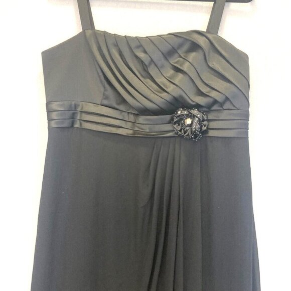R&M Richards Chiffon Evening Dress Gown Sz‎ 16 Empire Waist Black Formal Wedding - Picture 4 of 16